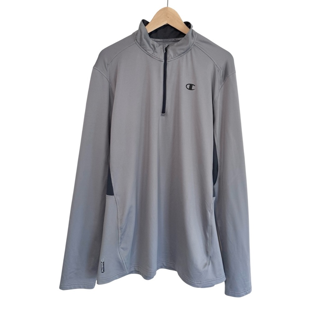 Champion Men’s L Performance Duofold Warm Ctrl 1/4 Zip Gray Pullover Active Wear